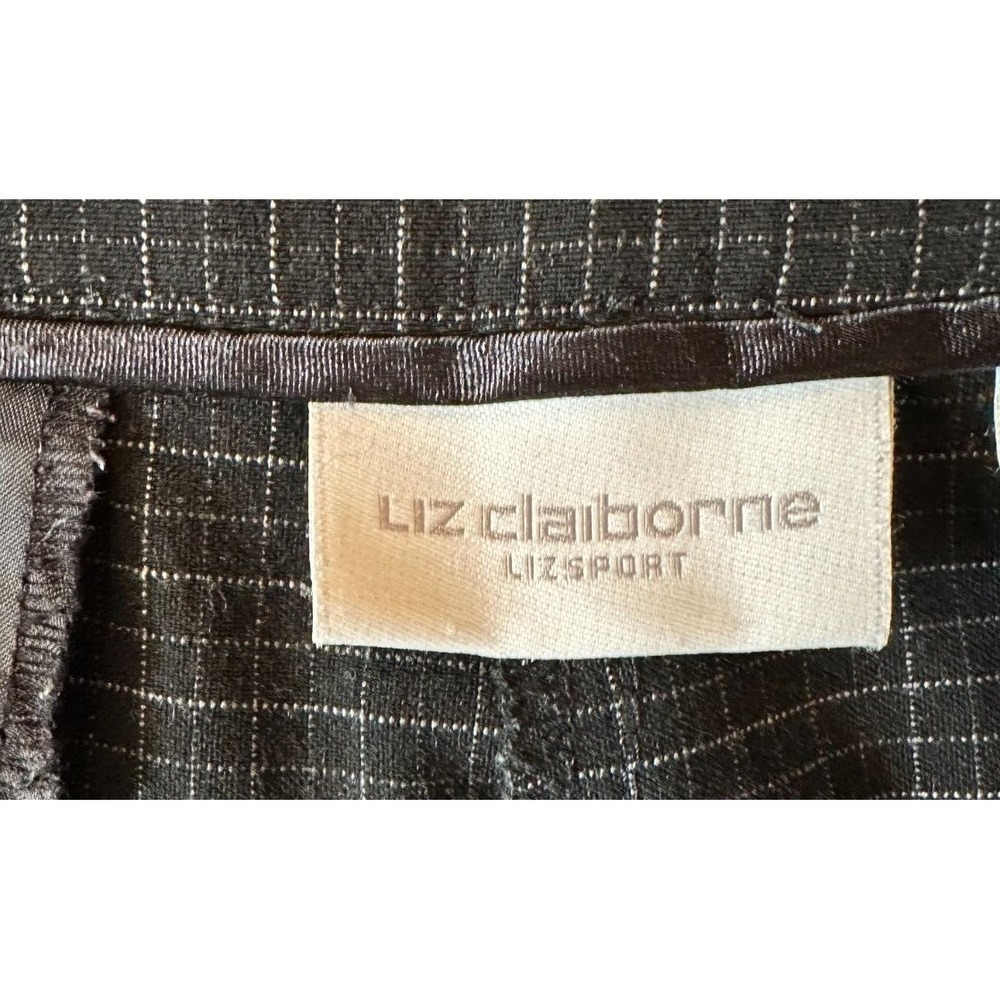 Liz Claiborne Liz Sport Womens Casual Pants Size 14 Black Windowpane Check Print - Picture 2 of 13